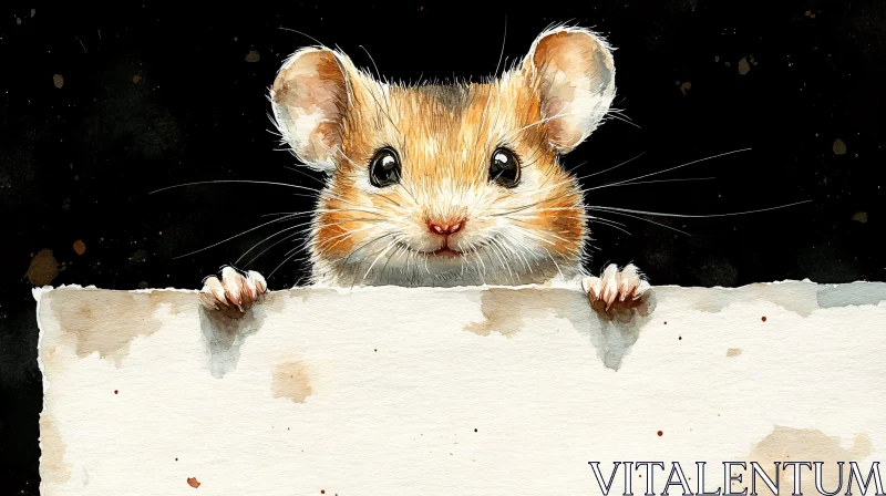 Mouse Peeking Over Page Artwork AI Image