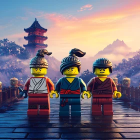 Ninja Lego Figures with Pagoda