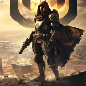 Armored Warrior in Desert Landscape