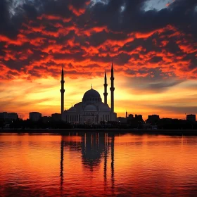 Mosque Silhouette at Sunset