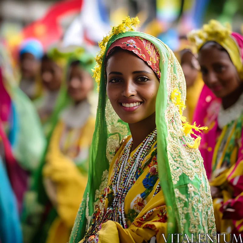 Smiling Woman in Traditional Attire AI Image