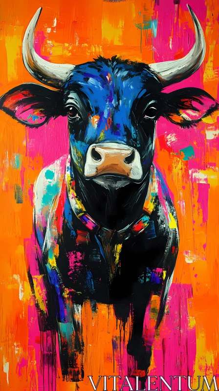 Colorful Bull Abstract Art AI Image