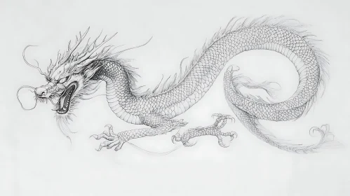 Monochrome Dragon Illustration