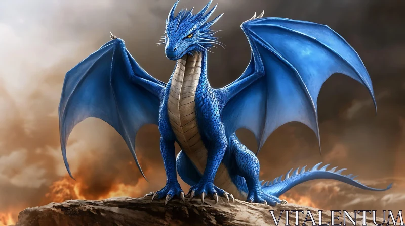 Blue Dragon Fantasy Art AI Image