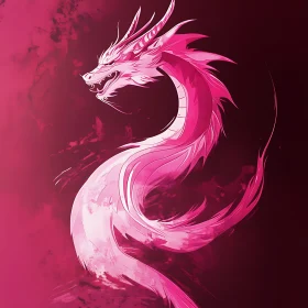 Elegant Pink Dragon Against Dark Background