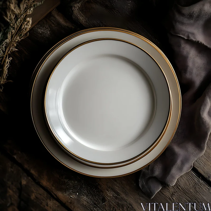 Classic Tableware with Golden Accents AI Image