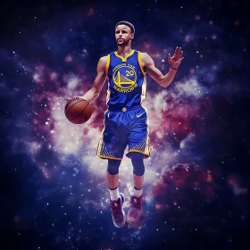 Athlete Soaring Through Galaxy