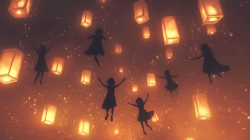 Ethereal Lanterns and Floating Figures