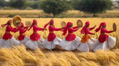 Traditional Dance in Golden Field