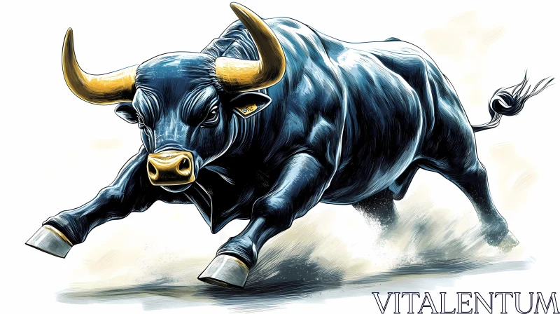 Dynamic Bull Illustration AI Image