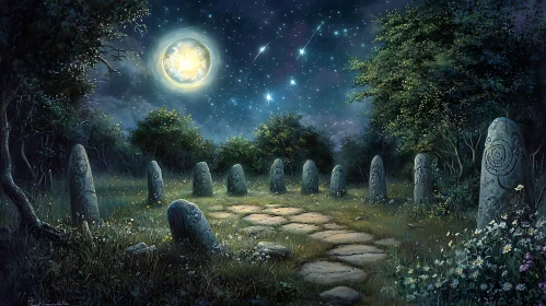 Mystical Night at Ancient Stone Circle