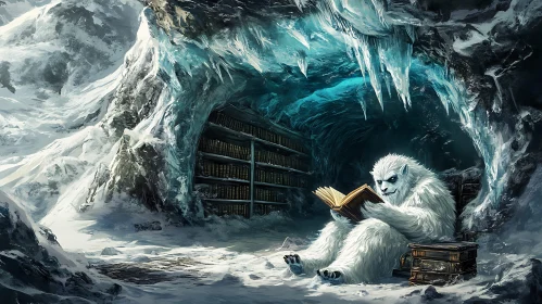 Abominable Snowman Reading in Ice Cave