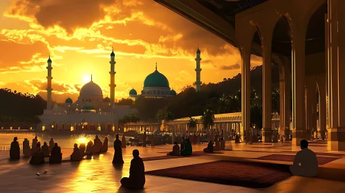 Golden Mosque at Sunset