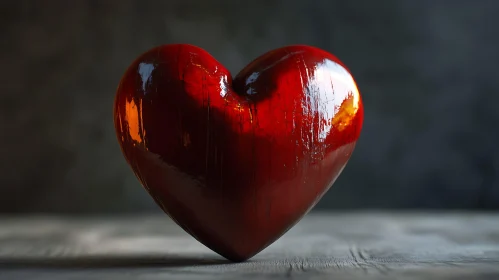 Heart Object on Wooden Surface