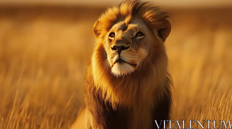 Lion in Golden Light AI Image