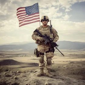 Military Hero with US Flag