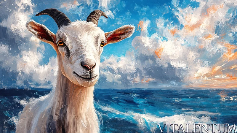 Goat and Ocean in Digital Art AI Image