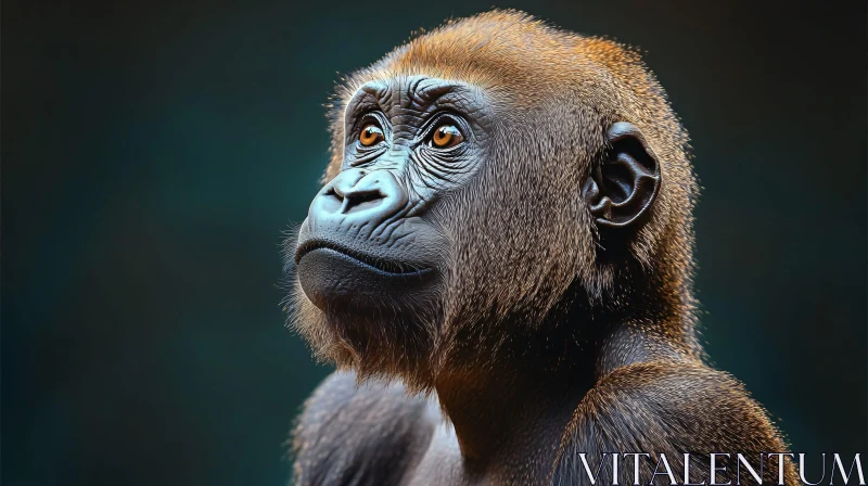 Thoughtful Gorilla Close-Up AI Image