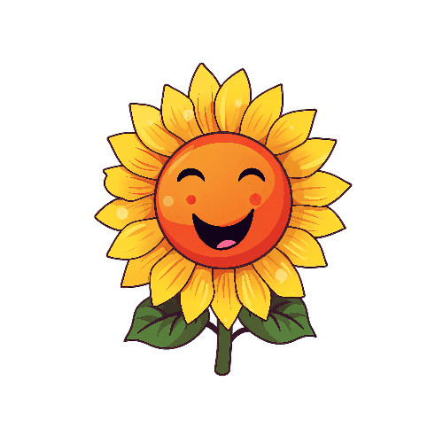 POD Design Cheerful Cartoon Sunflower with a Happy Face