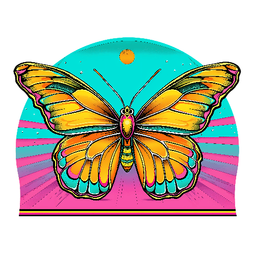 POD Design Colorful Psychedelic Butterfly with Yellow Wings