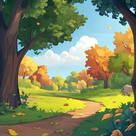 Cartoon Autumn Landscape