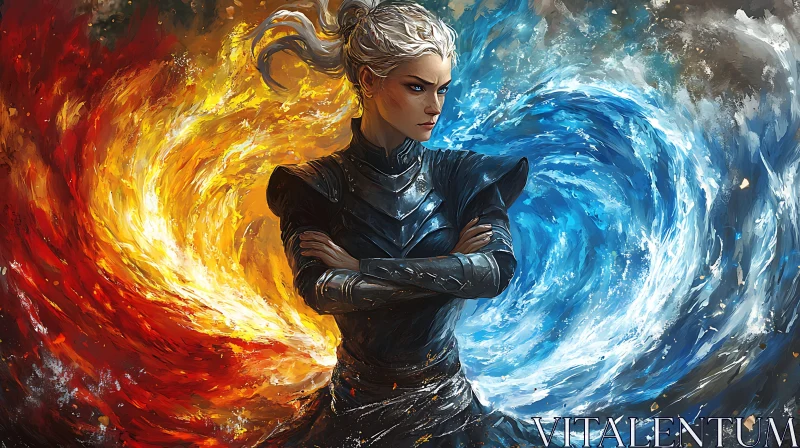 AI ART Elemental Woman with Fire and Ice