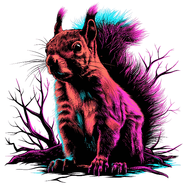 POD Design Bright Neon Squirrel Artwork