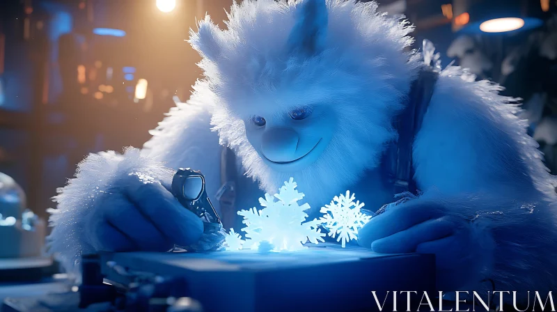 AI ART Yeti's Winter Craft: A Snowflake Story