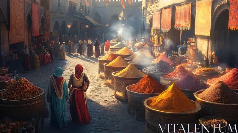 Exotic Spices at a Middle Eastern Bazaar AI Image