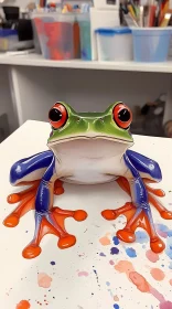 Vibrant Red-Eyed Frog Illustration