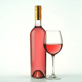 Bottle and Glass of Rose Wine