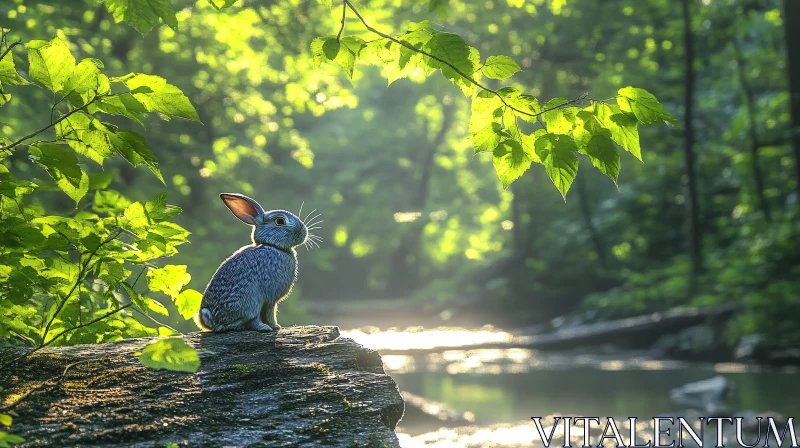 AI ART Serene Rabbit in Greenery