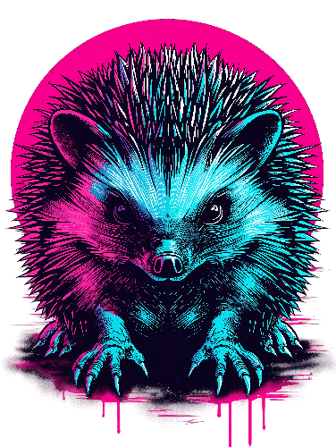 Retro 80s Neon Hedgehog Graphic for Bold T-Shirt Designs