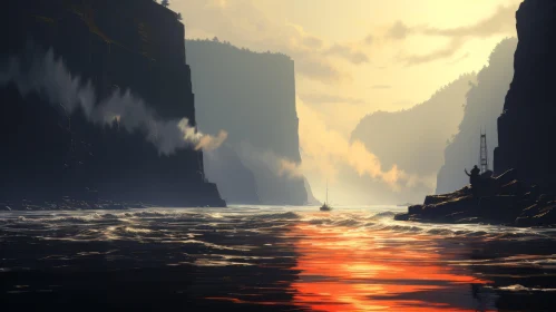 Tranquil Cliff on the Ocean - Serene Maritime Themes