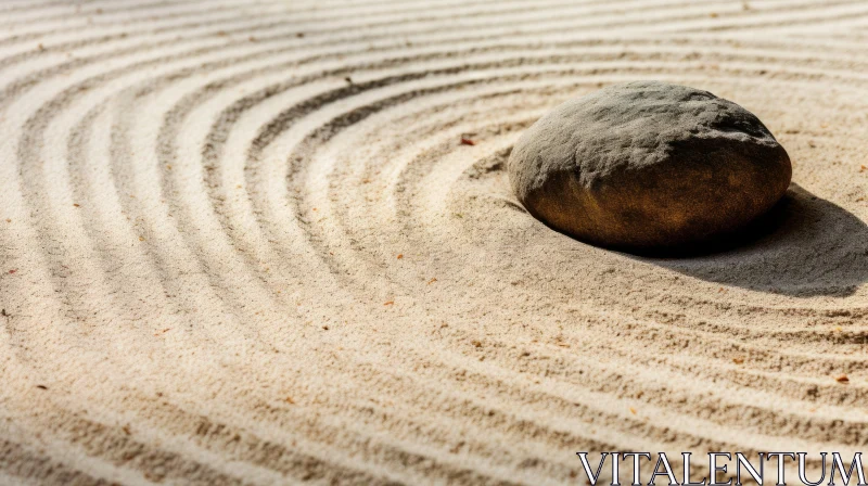 Zen Garden: Tranquility in Sand and Stone AI Image