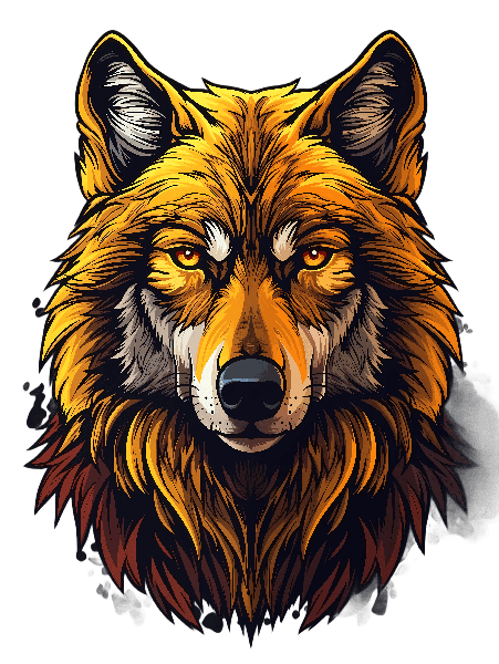 Wolf Illustration T-Shirt Art POD Design