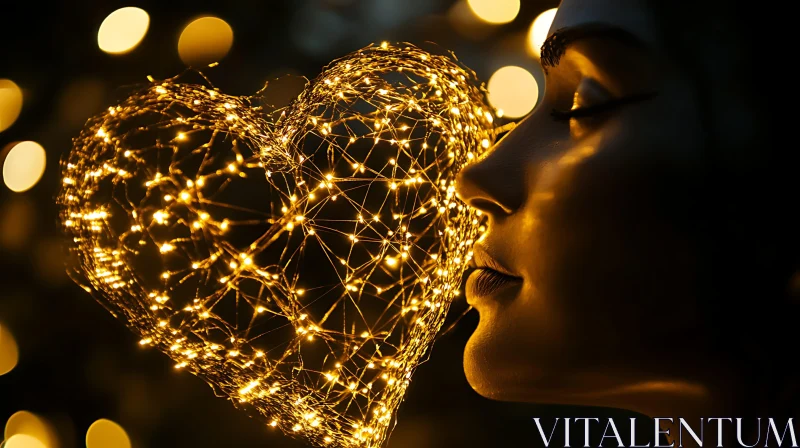 Glowing Heart Near Woman's Face AI Image