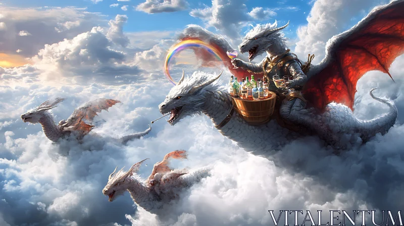 AI ART Flying Dragons with Drinks