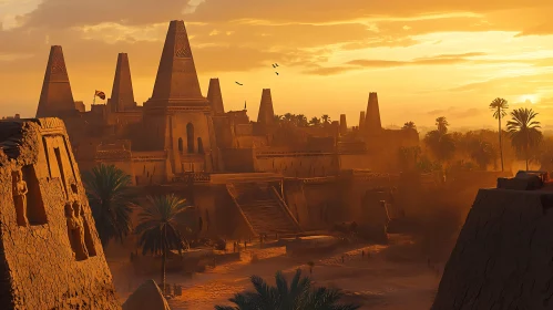 Sunset over the Ancient Pyramids