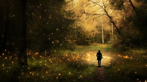 Solitary Journey Through a Luminous Forest