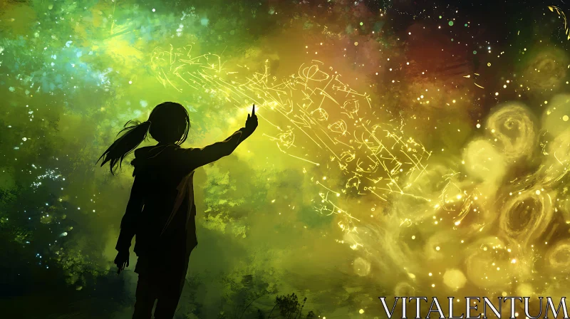 Silhouette Girl Magic Art AI Image
