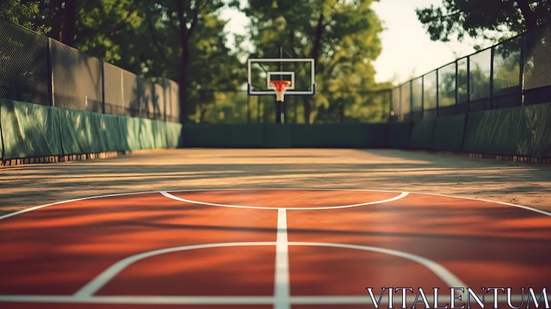 AI ART Empty Basketball Court in Sunlight