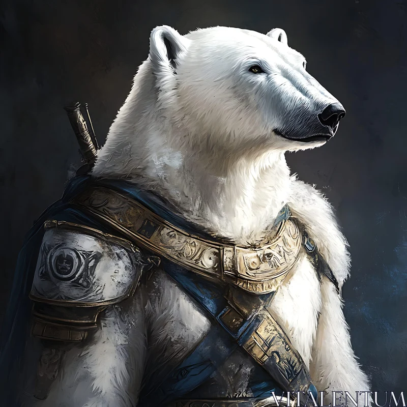 Noble Polar Bear Warrior Illustration AI Image