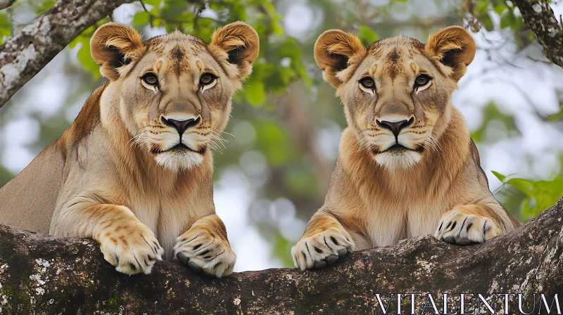 AI ART Pair of Lionesses