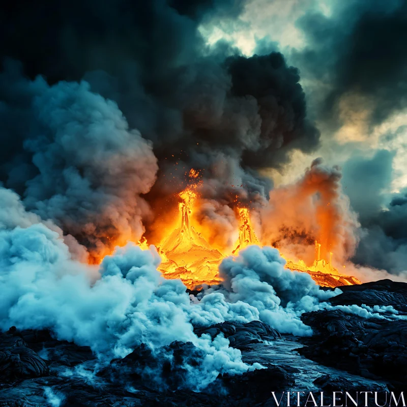 Spectacular Volcano Eruption Display AI Image