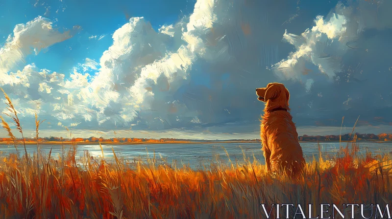 Dog and Nature Harmony AI Image