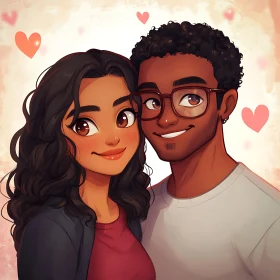 Charming Cartoon Couple in Love