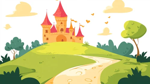 Fairytale Castle on Green Hill Artwork