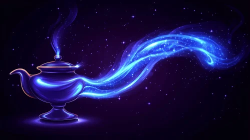 Glowing Aladdin Lamp with Blue Smoke