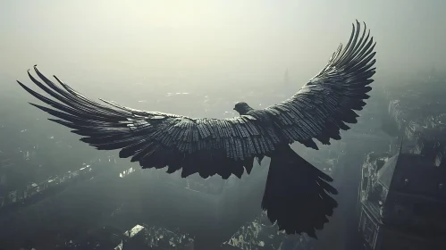 Bird's-Eye View of a Foggy City